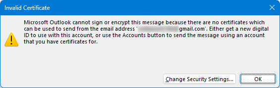 Invalid Certificate error in Outlook