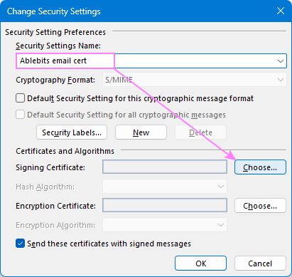Start configuring S/MIME settings in Outlook.