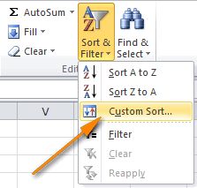 Click the Sort & Filter button and select Custom Sort&hellip;