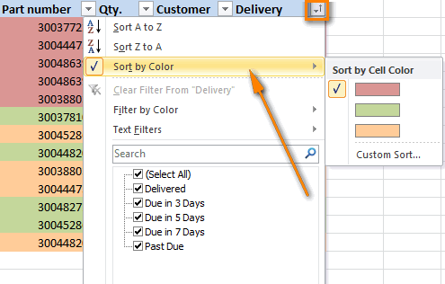 How To Filter And Sort Cells By Color In Excel 16 13 And 10