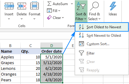 how to auto sort in excel