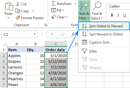 How to sort by date in Excel chronologically by month auto sort