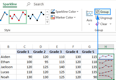 how to create sparklines in excel on mac