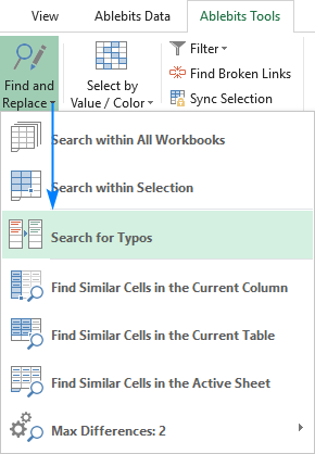 Tìm kiếm lỗi chính tả trong Excel