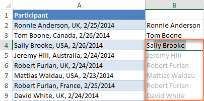 Separate cells in Excel with Flash Fill.