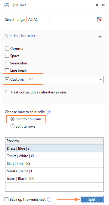 Excel Split string by delimiter or pattern separate text and numbers