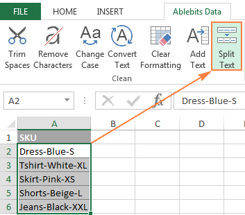 excel split cells within sheet