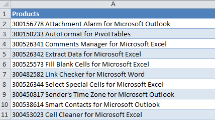 Product IDs and Product names to be separated into 2 columns