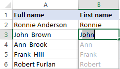 Separating names with Excel's Flash Fill
