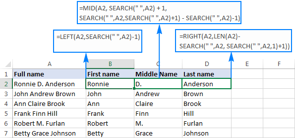 Separate First and Last Name in Excel (Split Names Using Formulas)