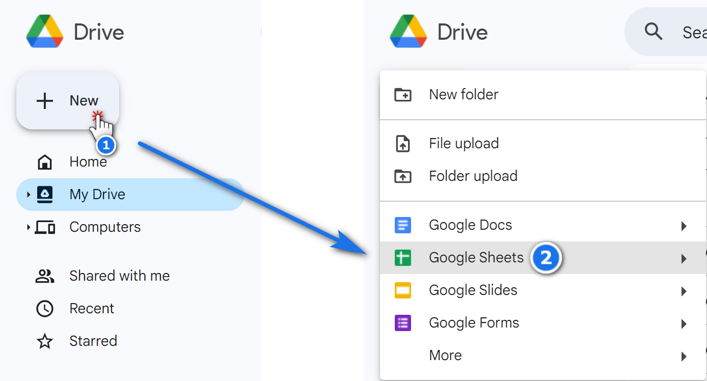 Create a new spreadsheet on your Drive.