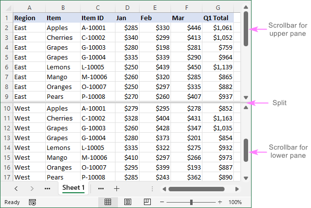 how-to-split-screen-in-excel-vertically-and-horizontally