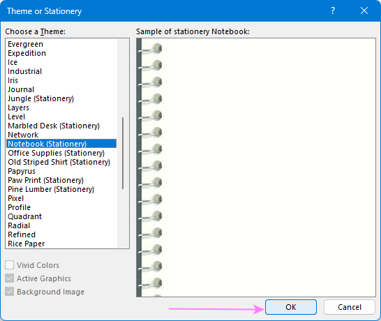 Add stationery to an Outlook email.