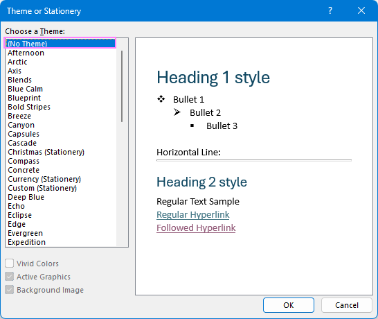 Remove stationery from Outlook emails. Remove stationery from Outlook emails.