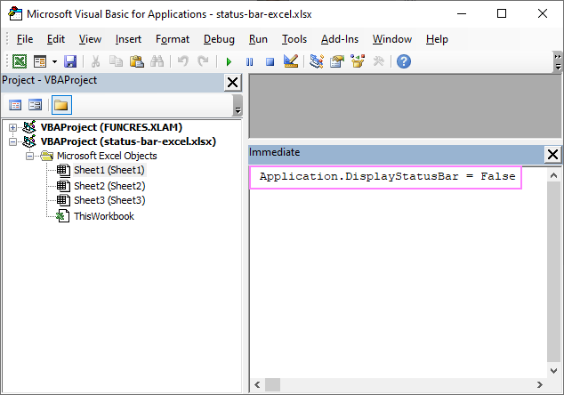 Hide and unhide status bar in Excel with VBA.