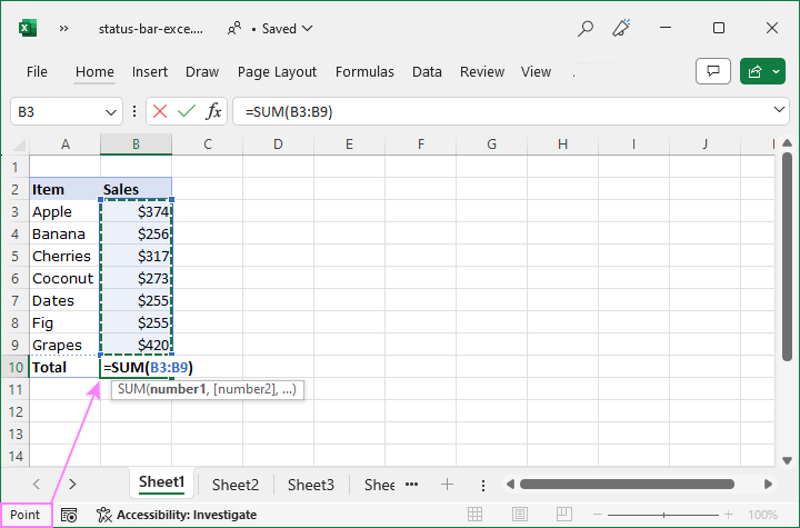 Status bar in Excel: how to customize and use