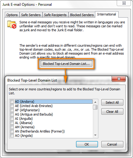 Blocking top-level domains