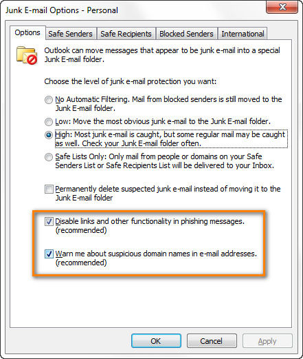 how to stop junk mail in outlook express