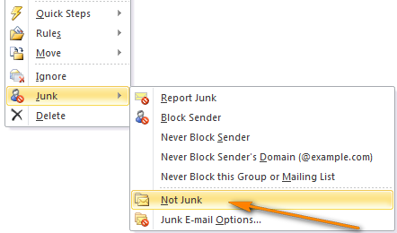 outlook 2007 email keeps going to junk folder