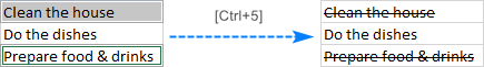 strikethrough in excel shortcut keys