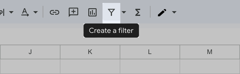 Create a filtering table in Google Sheets.