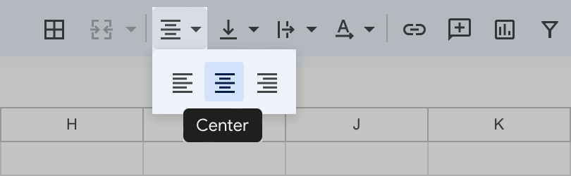 Center records of your labels in the header row.