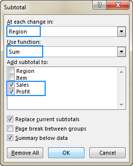 multiple subtotals in excel 2010 using vba