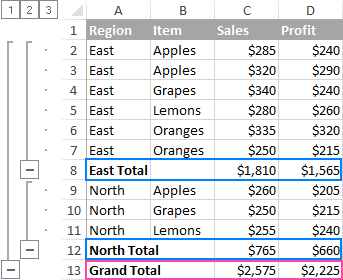 Subtotals in Excel: how to insert, use and remove