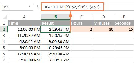 Adding and subtracting times in Excel