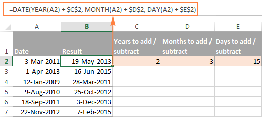 excel date formula subtract days