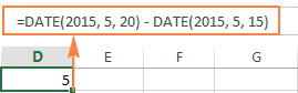 Subtracting dates using the Excel DATE function
