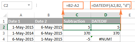 Subtracting two dates in Excel
