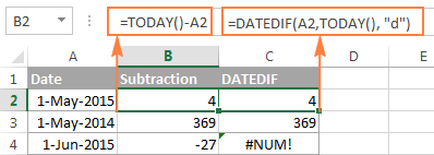 formula for subtracting in excel