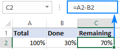 Subtracting percentages in Excel