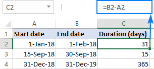 Subtracting dates in Excel