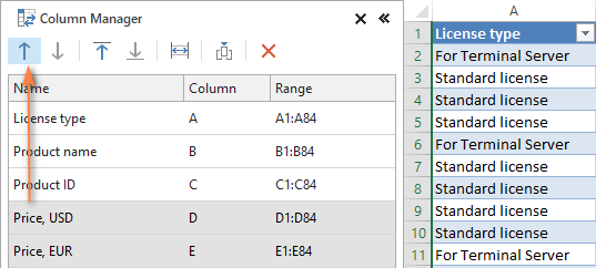 Moving columns in Excel