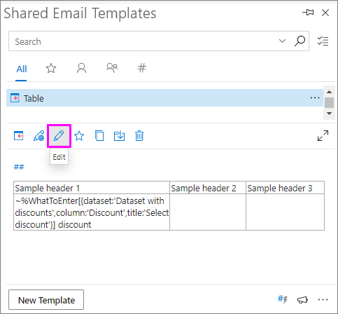 Start editing a template in Shared Email Templates.