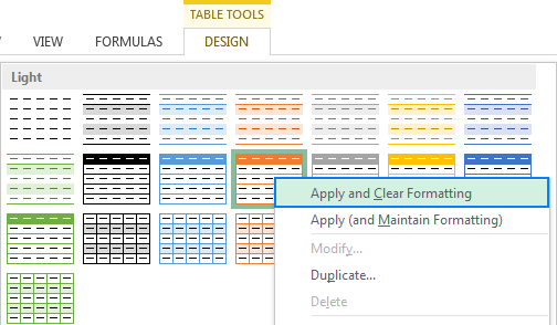 word 2010 for mac table style shortcut