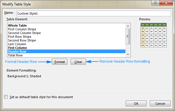 Creating a custom table style