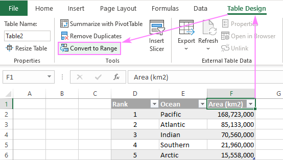 Select Table Range In Excel