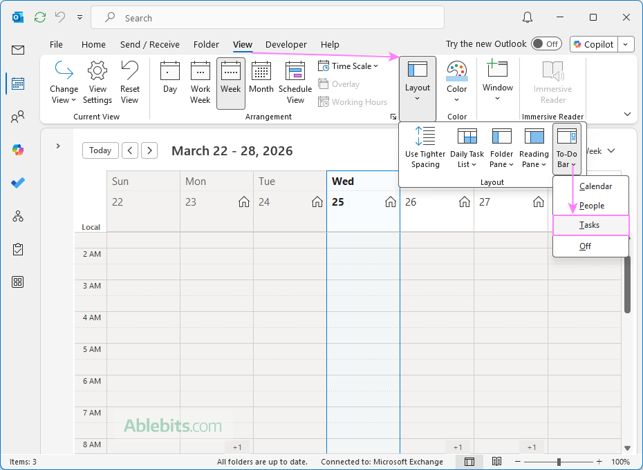 Show To-Do bar on a separate pane in Outlook.