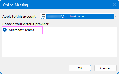 Make Teams meeting default in Outlook.