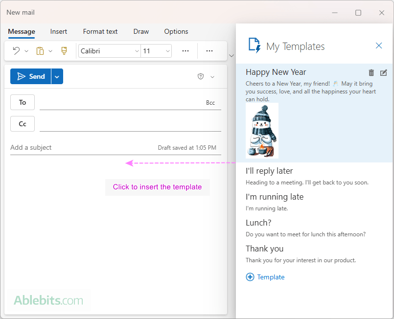 Use the template with picture in the new Outlook.