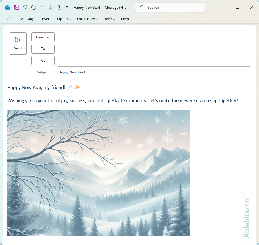 An Outlook email from a template with image.