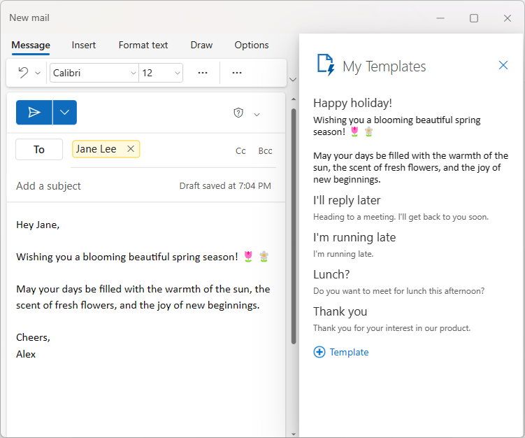 Email templates in the new Outlook