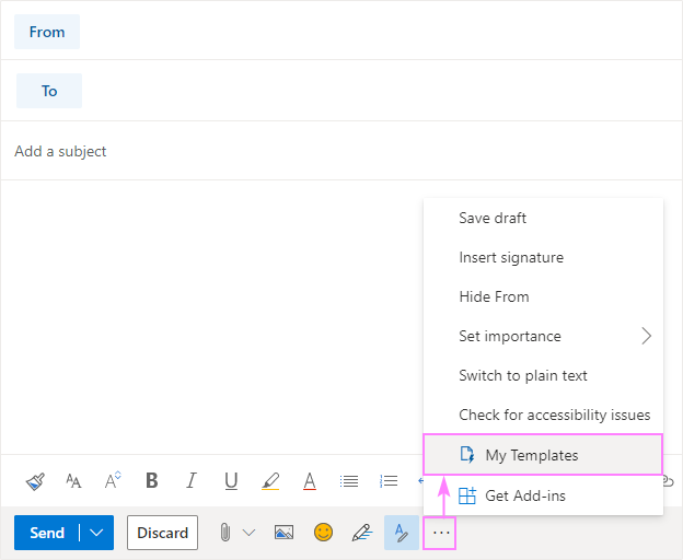 outlook web app email templates