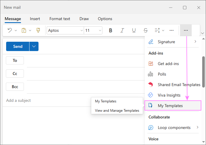 Email templates in the new Outlook for Windows