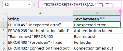 Excel 365 formula to get text between double quotes