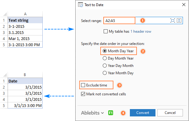 Excel: convert text to date and number to date