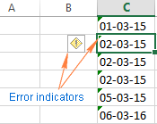 Error indicators in Excel